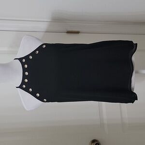 Noroh Size M Black Sleeveless Blouse, Brass-Tone Grommet Trim, Exc. Used Cond.
